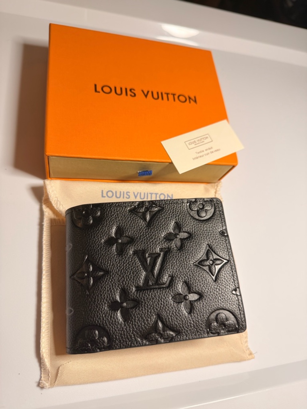 Louis Vuitton Black Embossed Monogram Bifold Card Holder